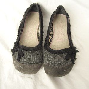 Black/gray tweed ballet flats